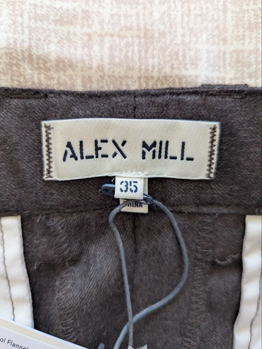 Alex Mill Jeremy Pleated Trouser In Wool Flannel Chocolate 35 x 32